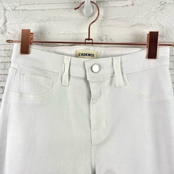 L'AGENCE NWOT Rochelle High Rise Skinny Jeans Blanc Coated Size 25 - Picture 3 of 12